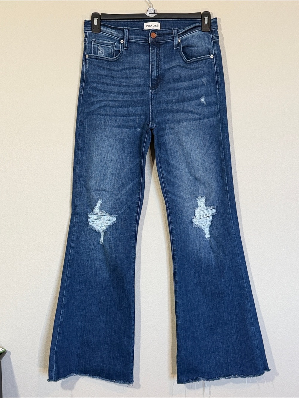 Sneak Peek Blue Jeans Flared Wide Leg, High Waisted, size 11/30